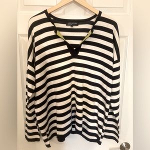 Jones of New York XL Knit Top Darkest Blue & White New 59% Cotton 49%Viscose